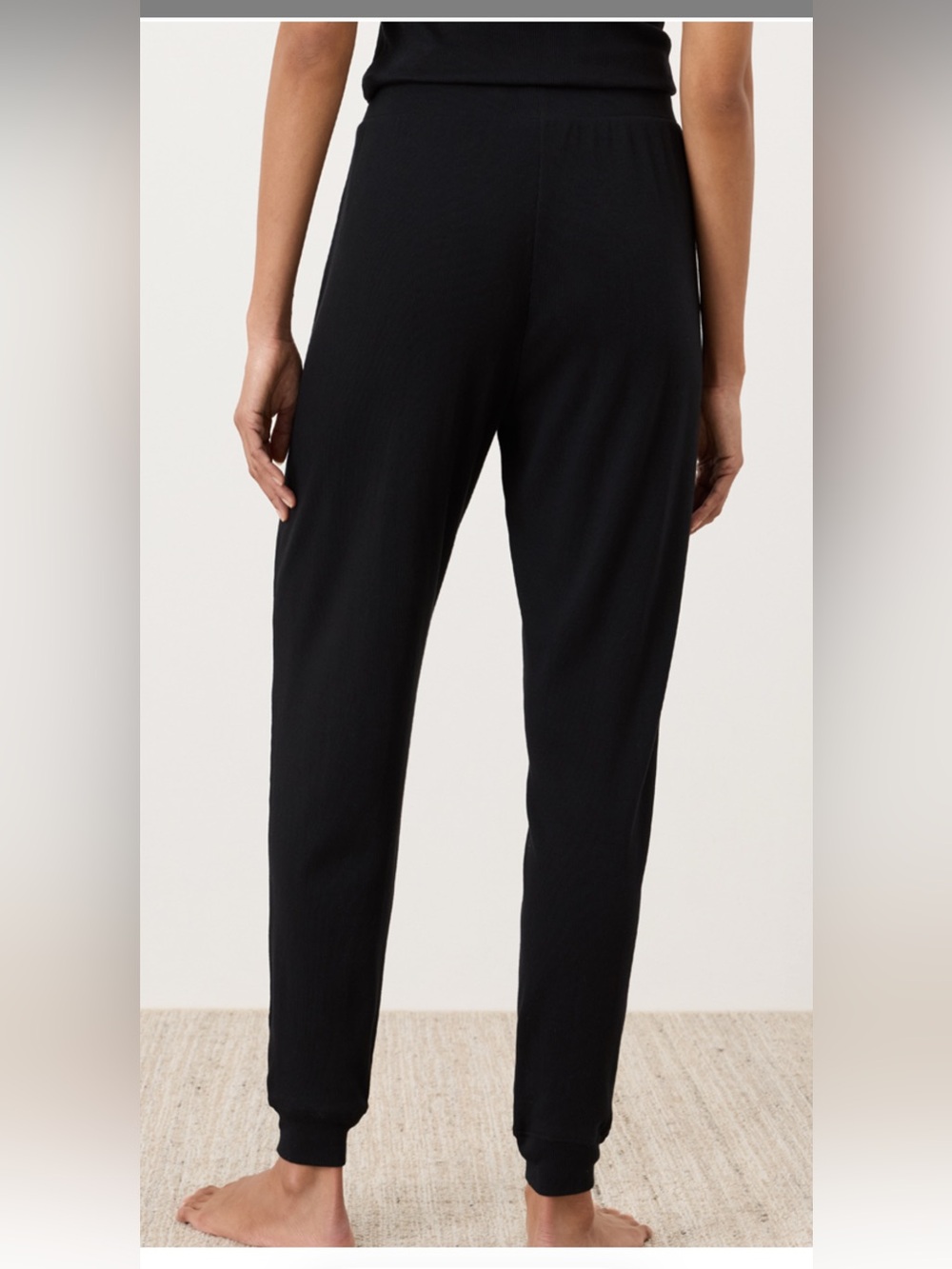 Pact Black Women's Jersey Ribbed Jogger Pants - Picture 3 of 11